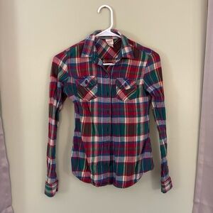 Mossimo Supply Co. Red Green Blue Plaid Button-Down Shirt